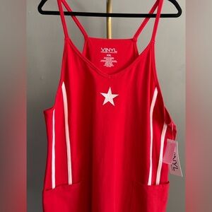 Vinyl Threads Red Star Mini Dress NWT Racerback USA Holiday Summer 4th of July
